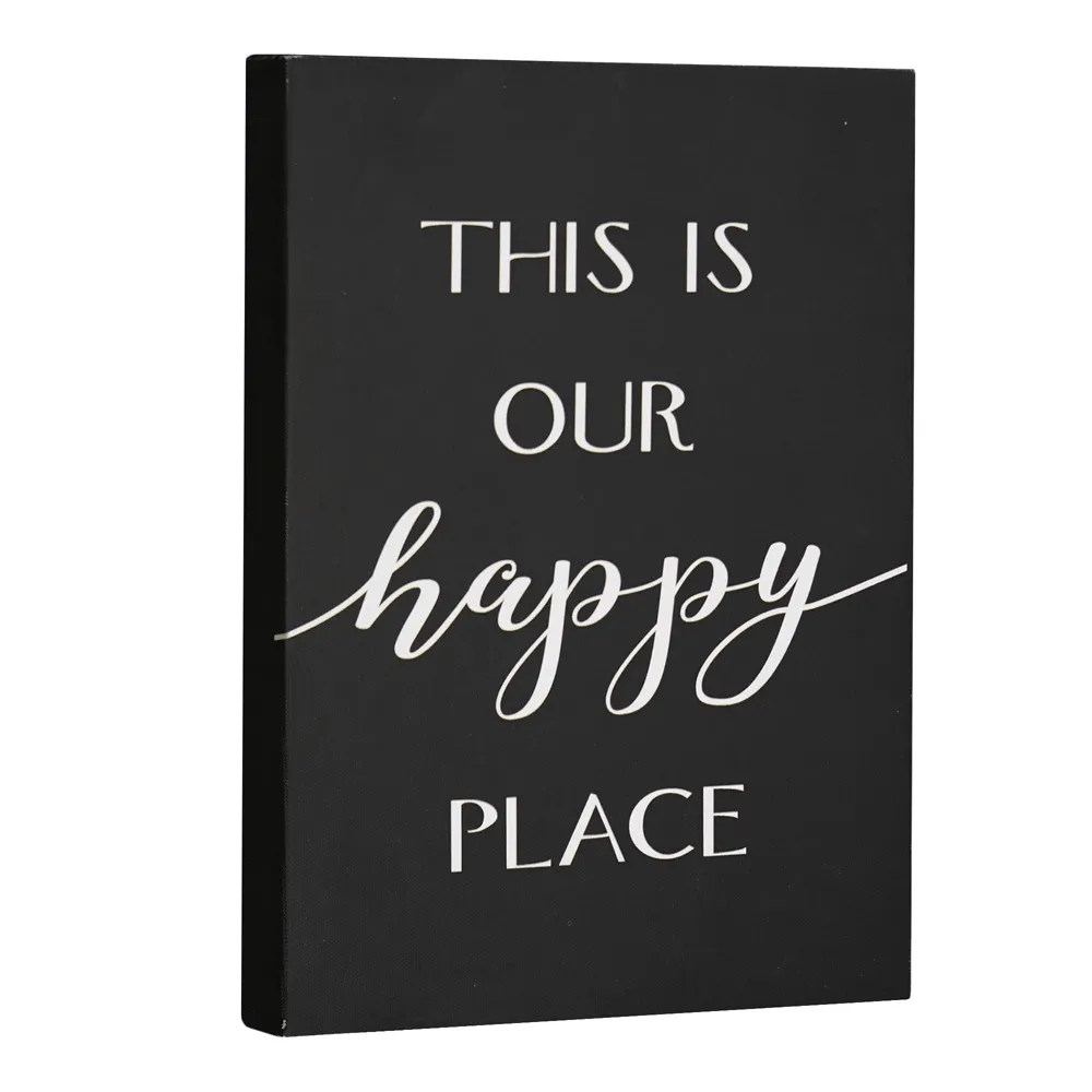 "This is Our Happy Place" Farmhouse Typography Canvas Art Print - 6.5"x8.5"