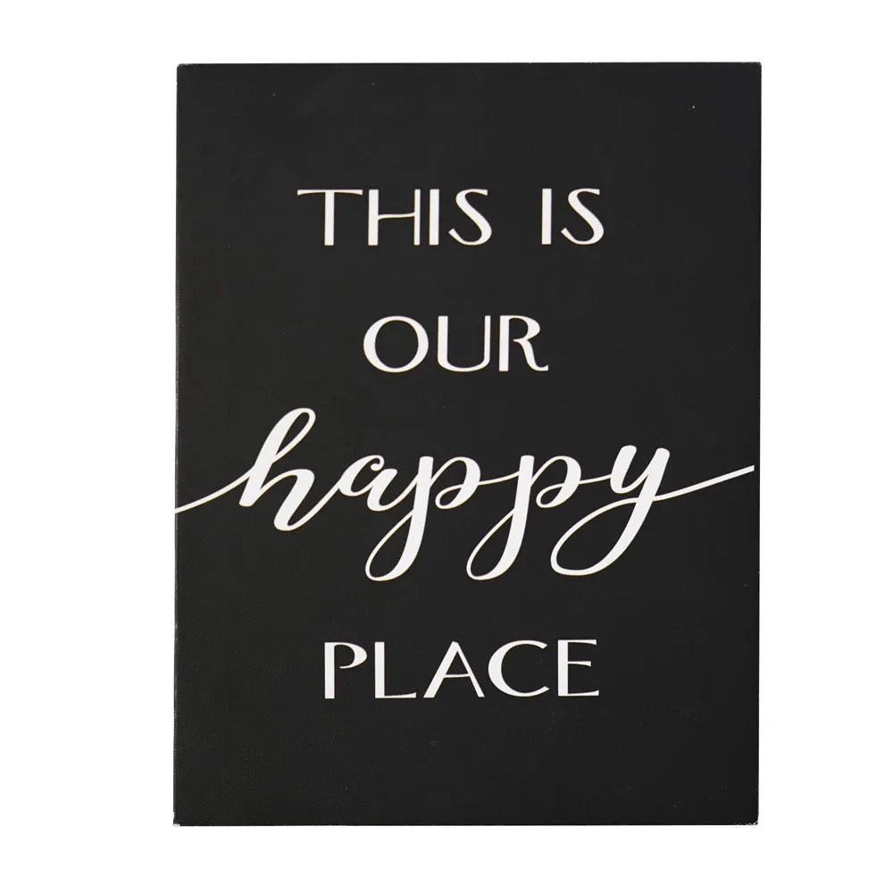 "This is Our Happy Place" Farmhouse Typography Canvas Art Print - 6.5"x8.5"