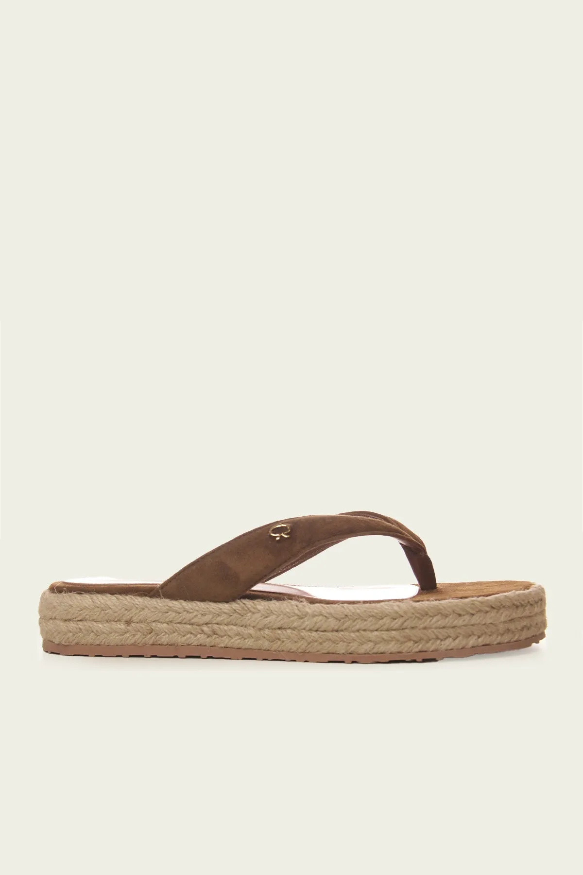 Raffia Suede Leather Flip Flops in Texas Natural