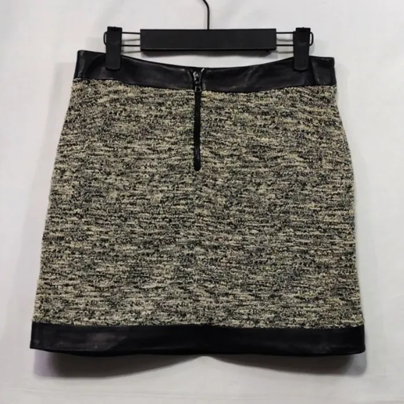Rag Bone Kensington Skirt Women's Black Gray Cotton Leather Business Office