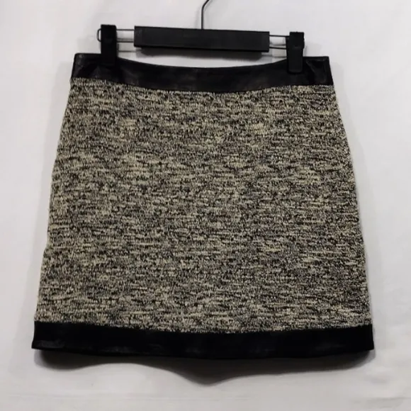 Rag Bone Kensington Skirt Women's Black Gray Cotton Leather Business Office