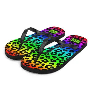 Rainbow Leopard Print Flip-Flops All Over Print