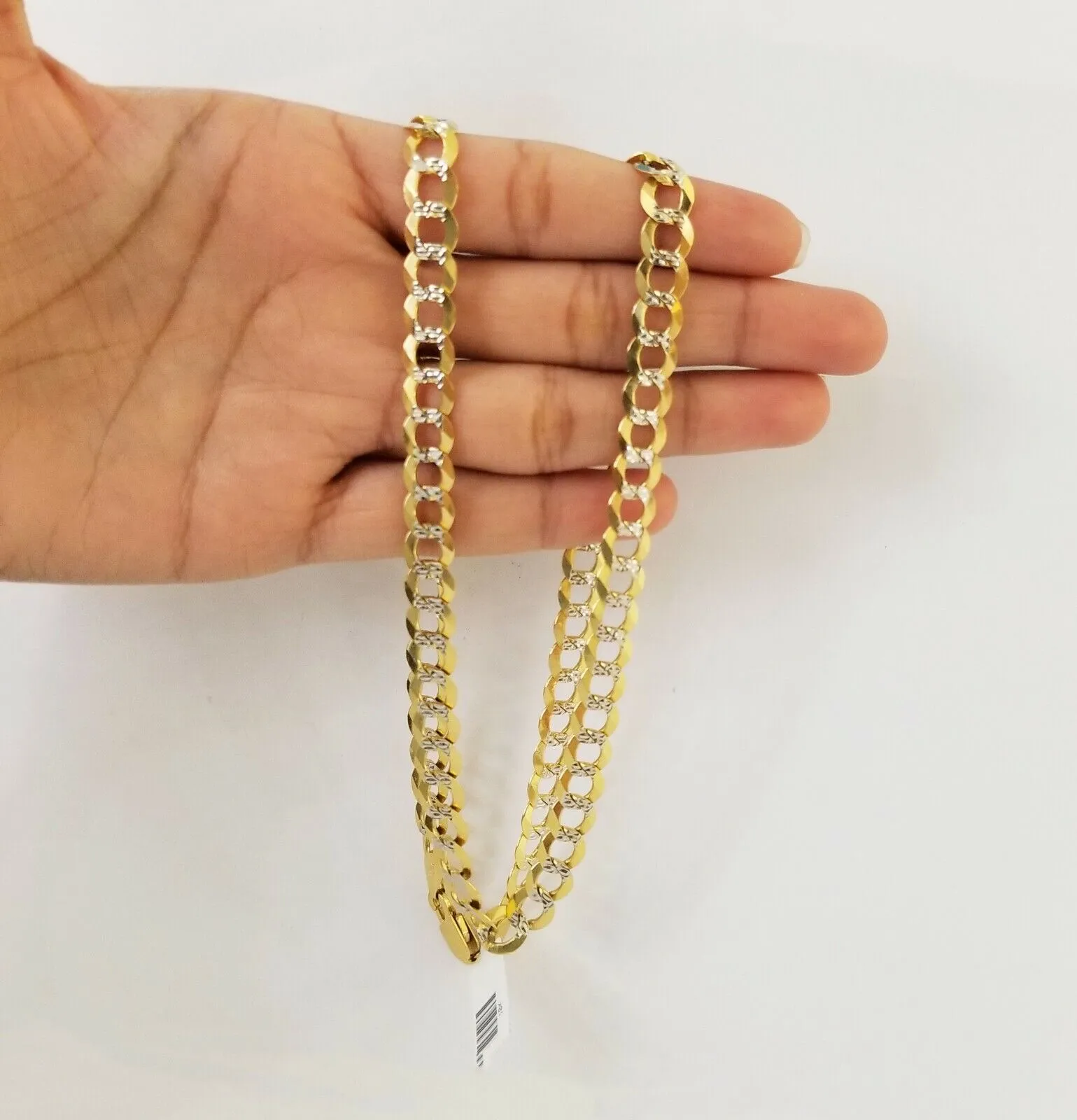 Real 10k Yellow Gold Cuban Curb Link Chain 9mm gold with diamond cuts