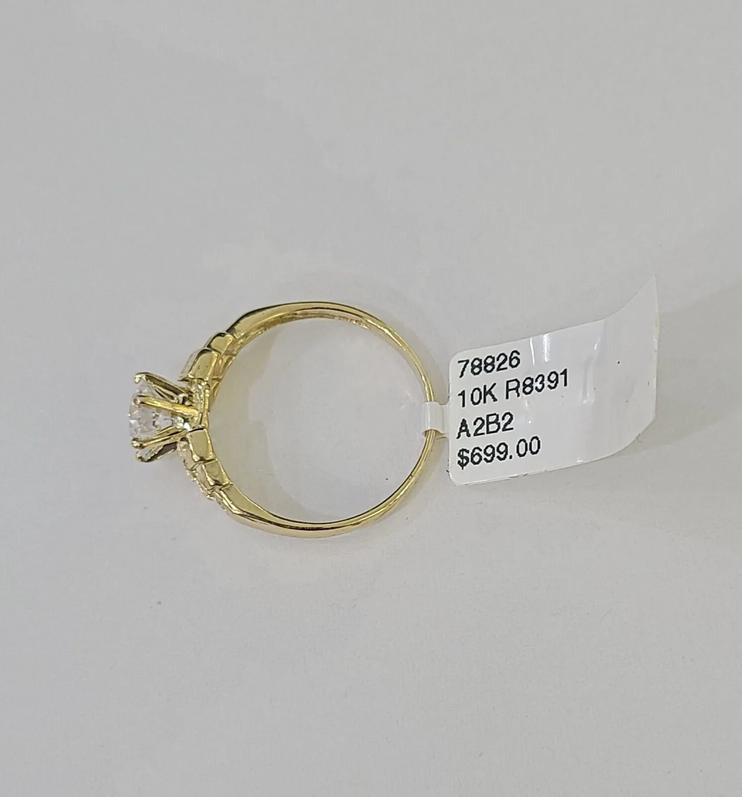 Real 10k Yellow Gold Round Stone Ring Wedding Engagement Size 7 WomensRing