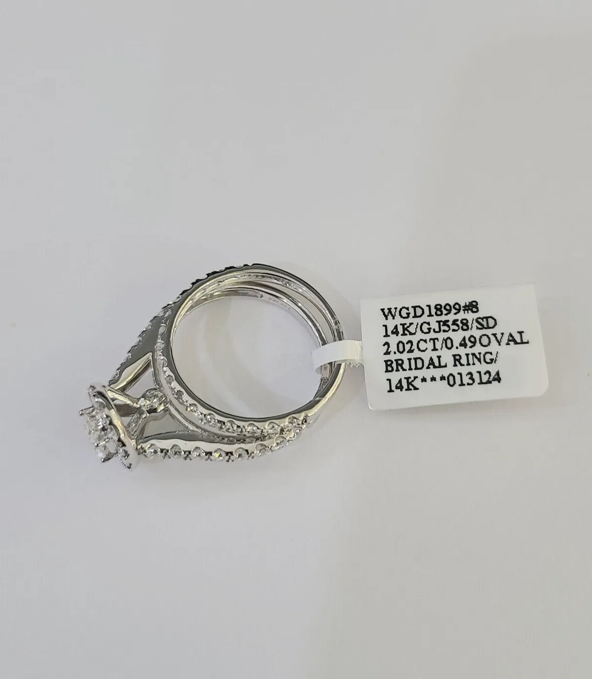 Real 14k White Gold Diamond Ladies Ring Band Set Natural Diamond Bridal Wedding