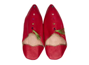 Red Moroccan Babouche Slipper