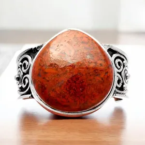 Red Moss Agate Solid 925 Sterling Silver Ring 7