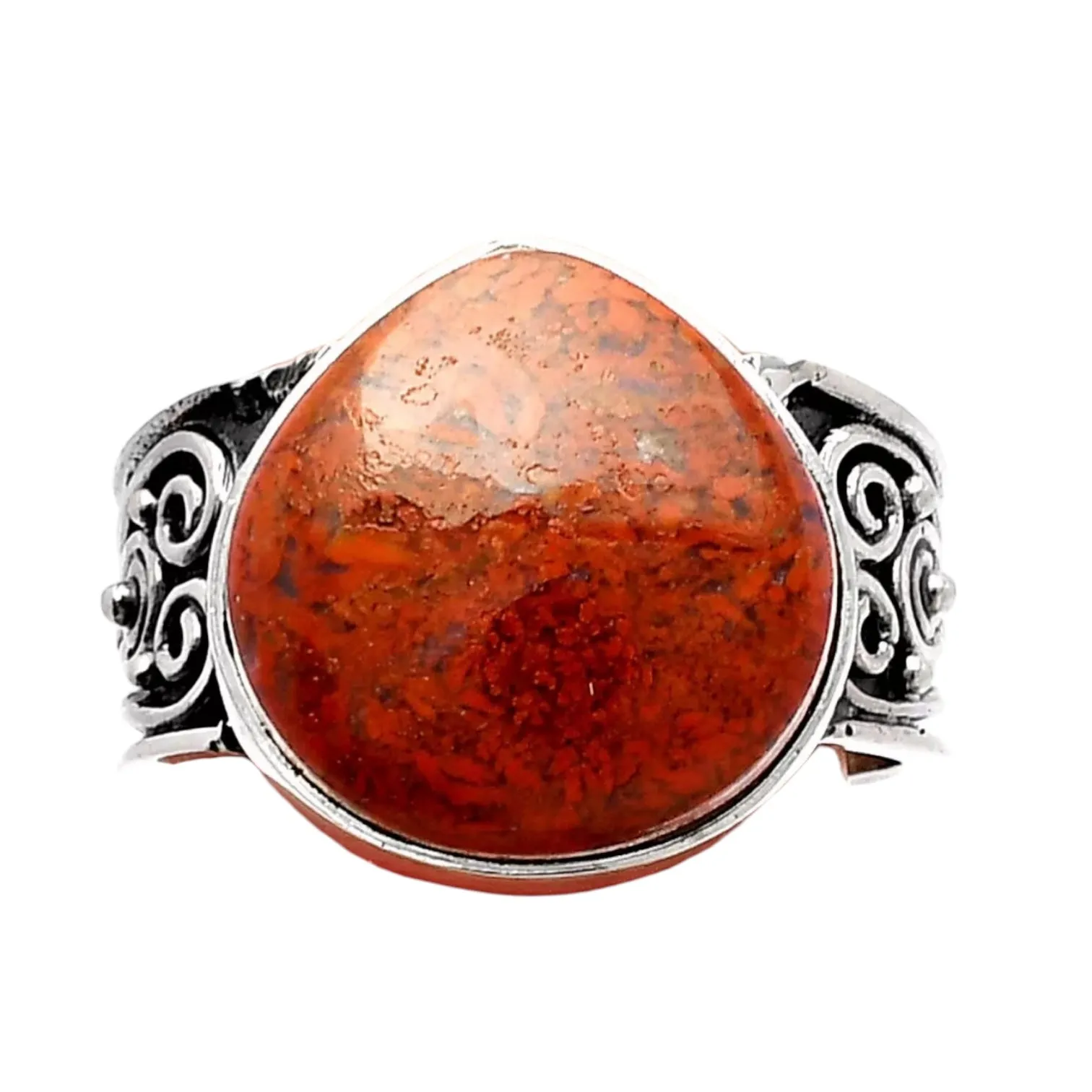 Red Moss Agate Solid 925 Sterling Silver Ring 7