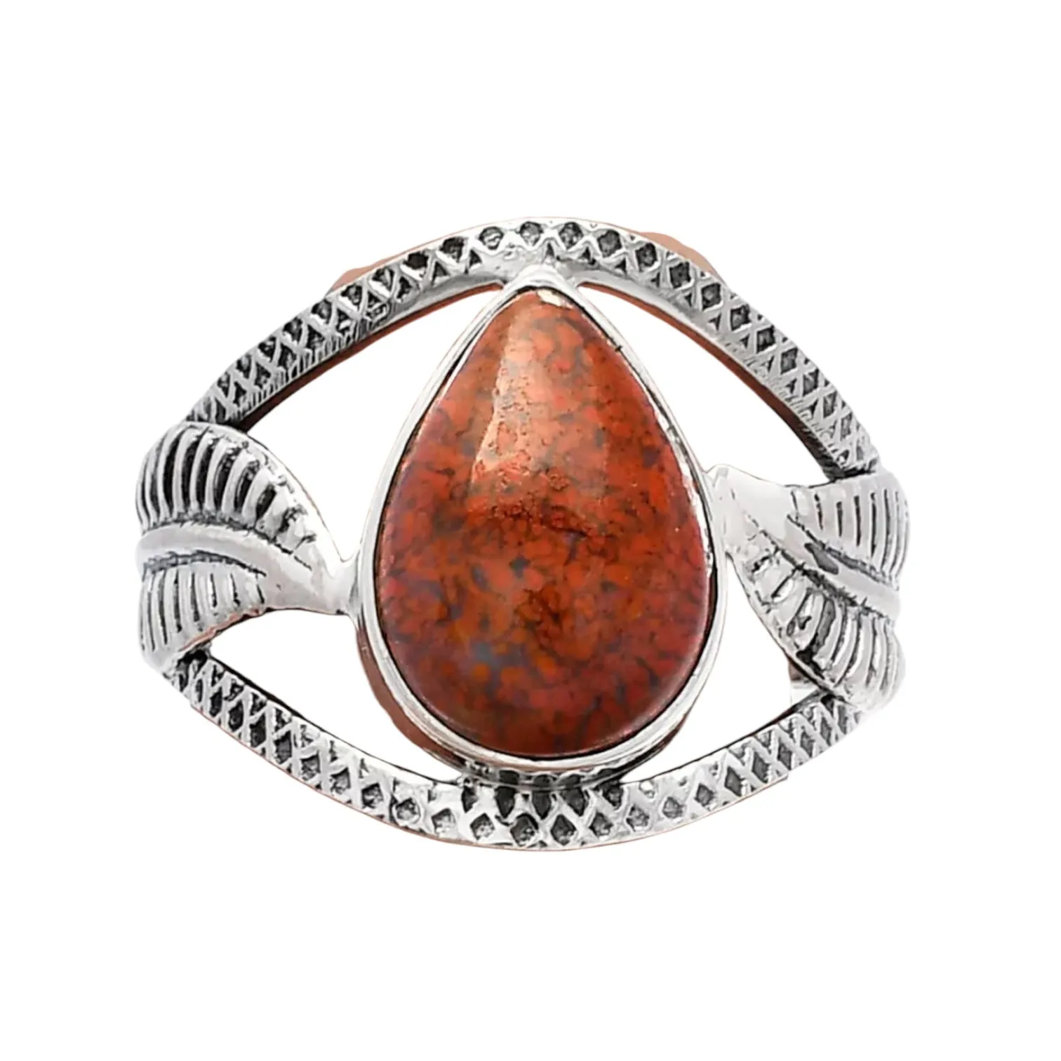 Red Moss Agate Solid 925 Sterling Silver Ring 9