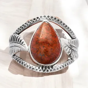 Red Moss Agate Solid 925 Sterling Silver Ring 9