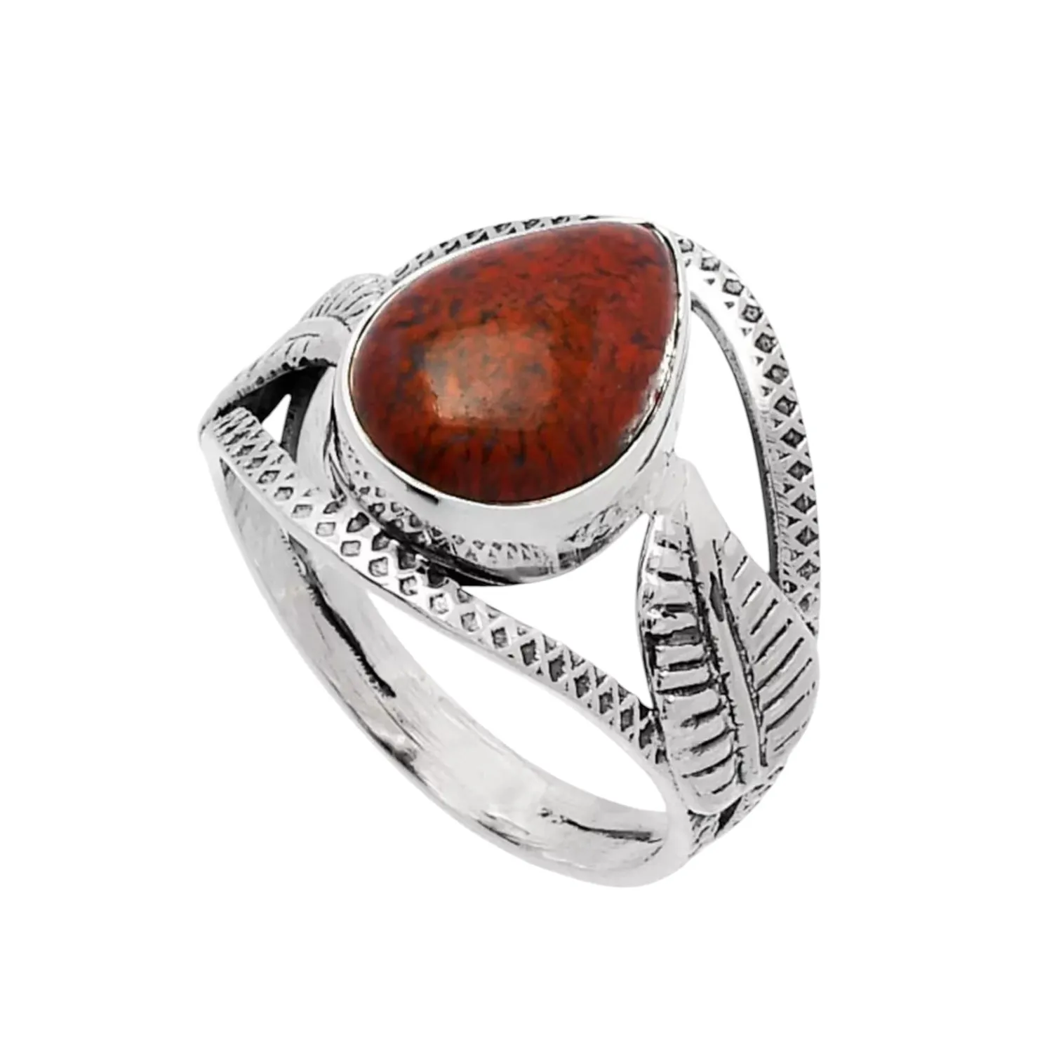 Red Moss Agate Solid 925 Sterling Silver Ring 9