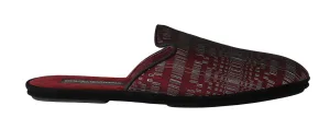 Red Silver Jacquard Slides Slippers