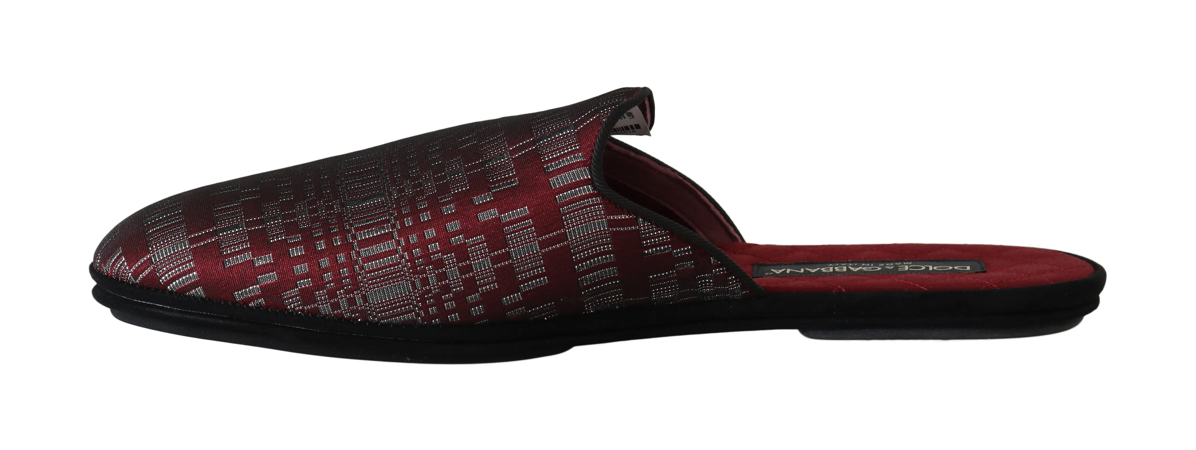 Red Silver Jacquard Slides Slippers