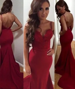 Red sweetheart neck mermaid long prom dress, formal dress