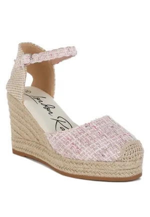 Regatta Tweed Round Toe Woven 4 in. Wedge Heel Sandals