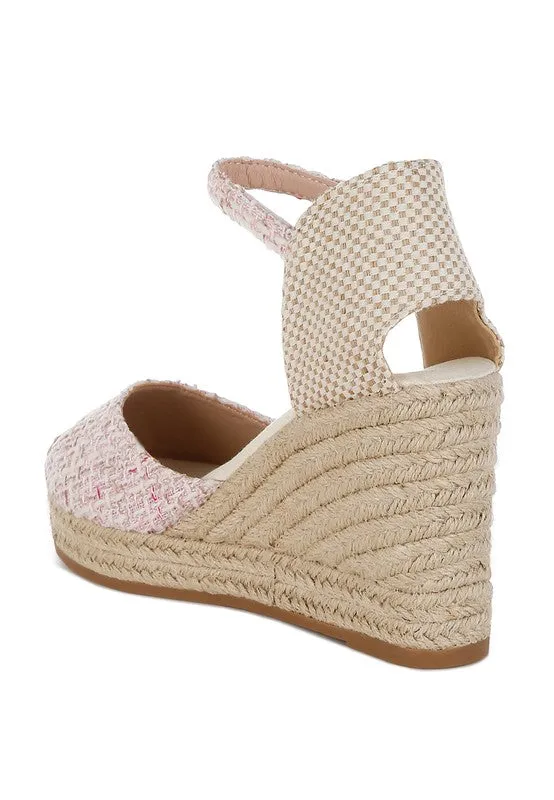 Regatta Tweed Round Toe Woven 4 in. Wedge Heel Sandals