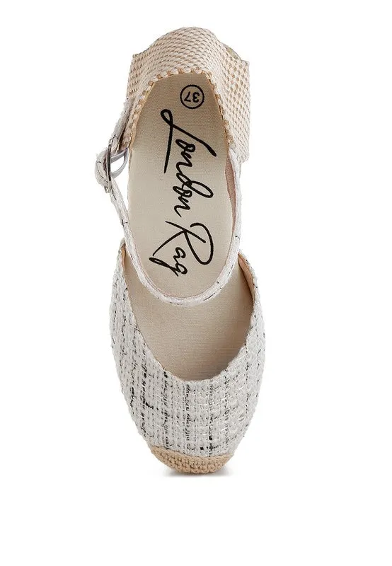 Regatta Tweed Round Toe Woven 4 in. Wedge Heel Sandals