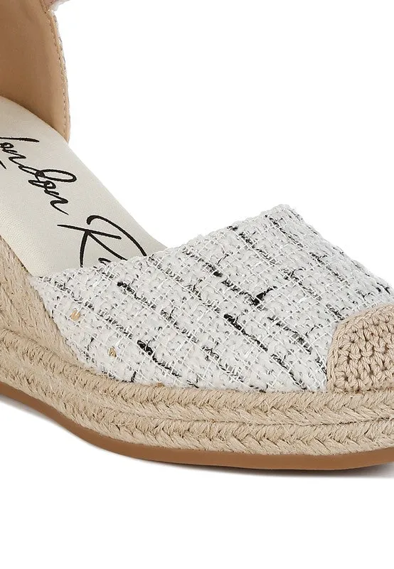 Regatta Tweed Round Toe Woven 4 in. Wedge Heel Sandals
