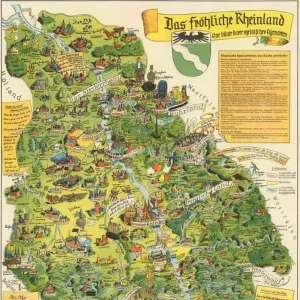 Rheinland Map Print| Germany Vintage Map Wall Prints