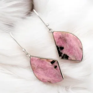 Rhodonite Solid 925 Sterling Silver Earrings