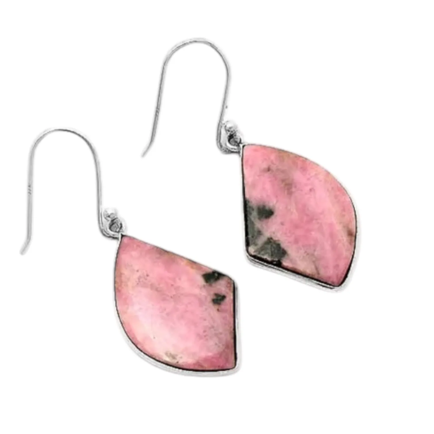 Rhodonite Solid 925 Sterling Silver Earrings