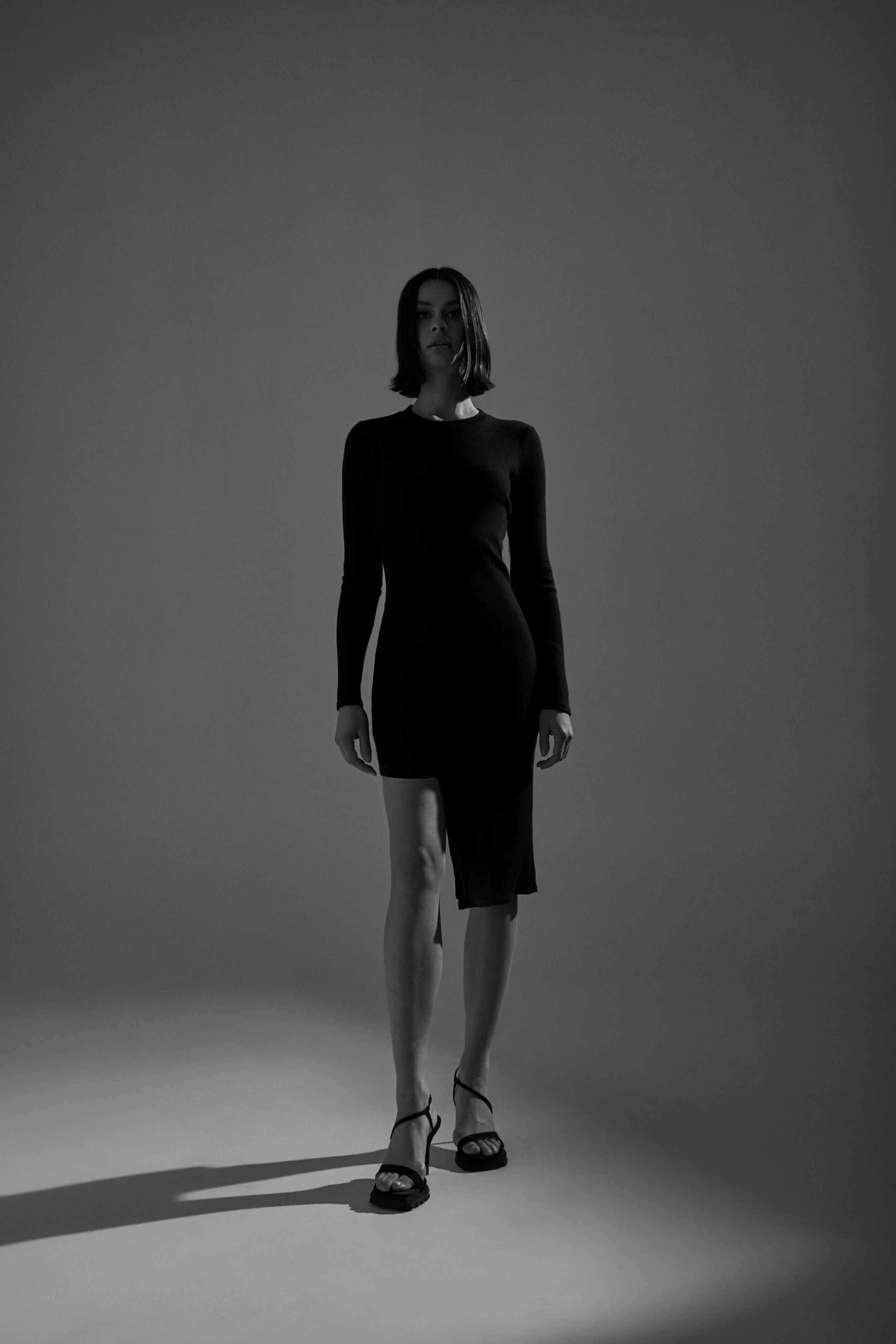 Ribbed Asymmetrical Mini Dress