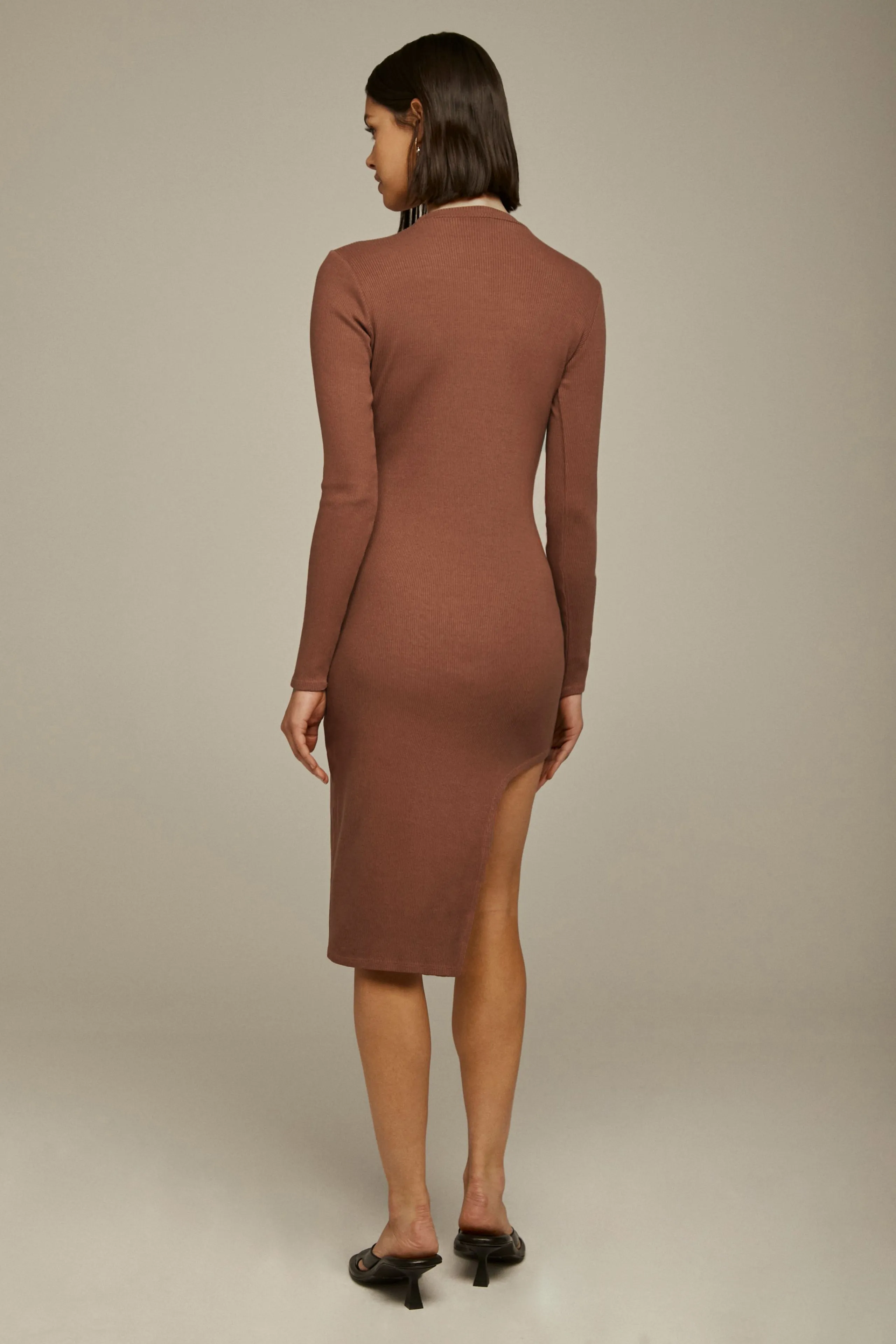 Ribbed Asymmetrical Mini Dress