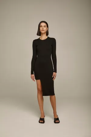 Ribbed Asymmetrical Mini Dress