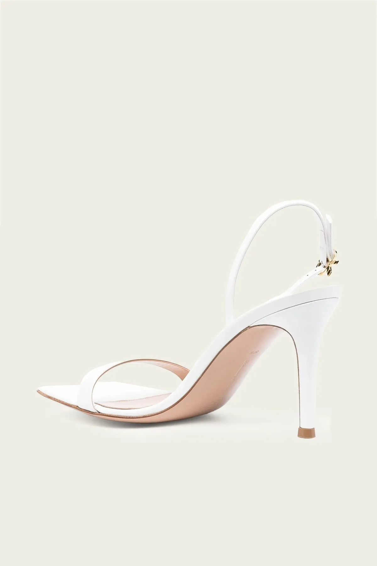 Ribbon Stilleto Slingback Sandal in White