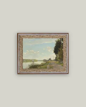 Riverside Walk Framed Antique Art