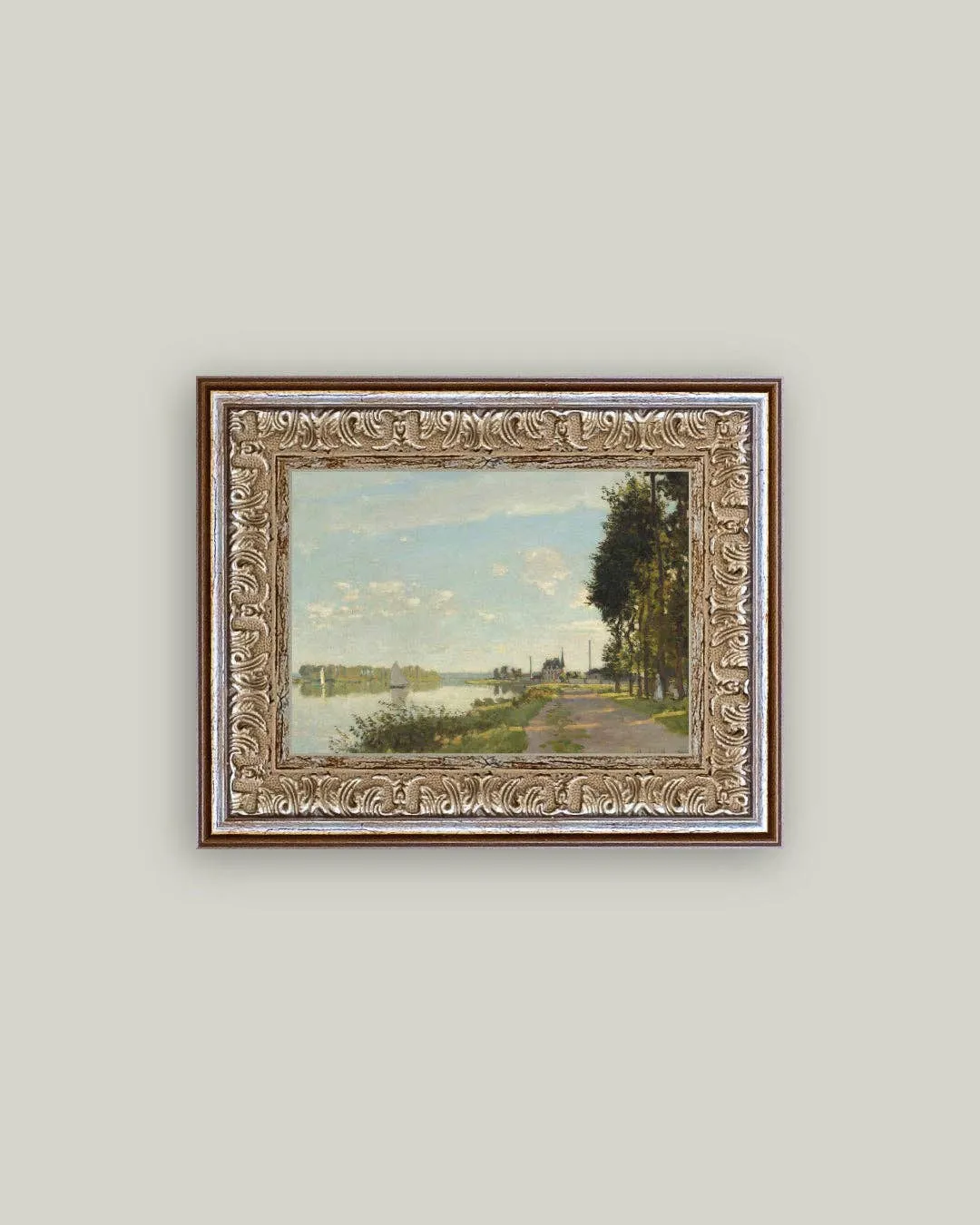 Riverside Walk Framed Antique Art