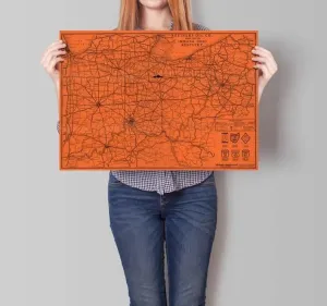 Road Map of indiana, Ohio and Kentucky| Vintage Road Map of USA