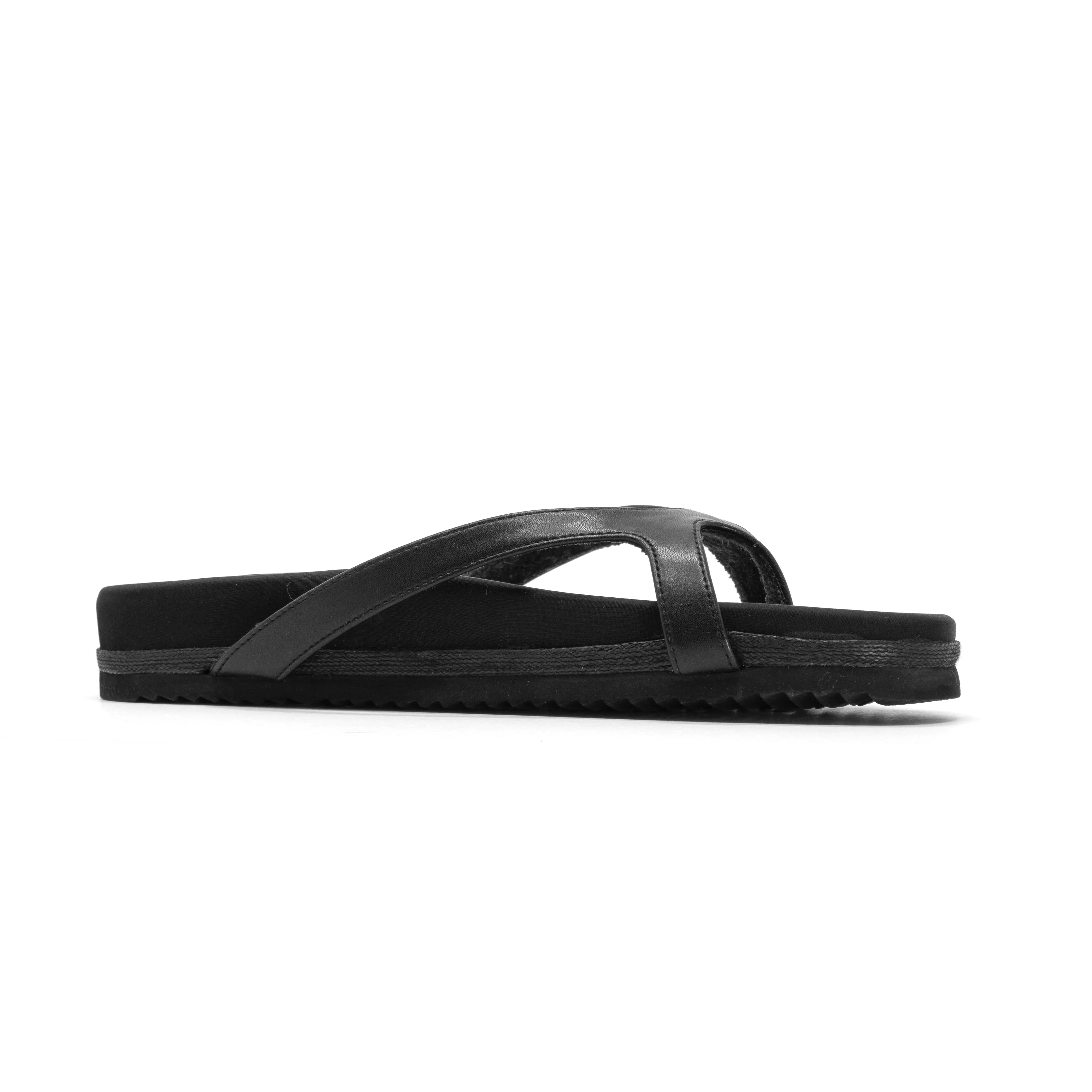 ROAM DEMI THONG BLACK VEGAN LEATHER
