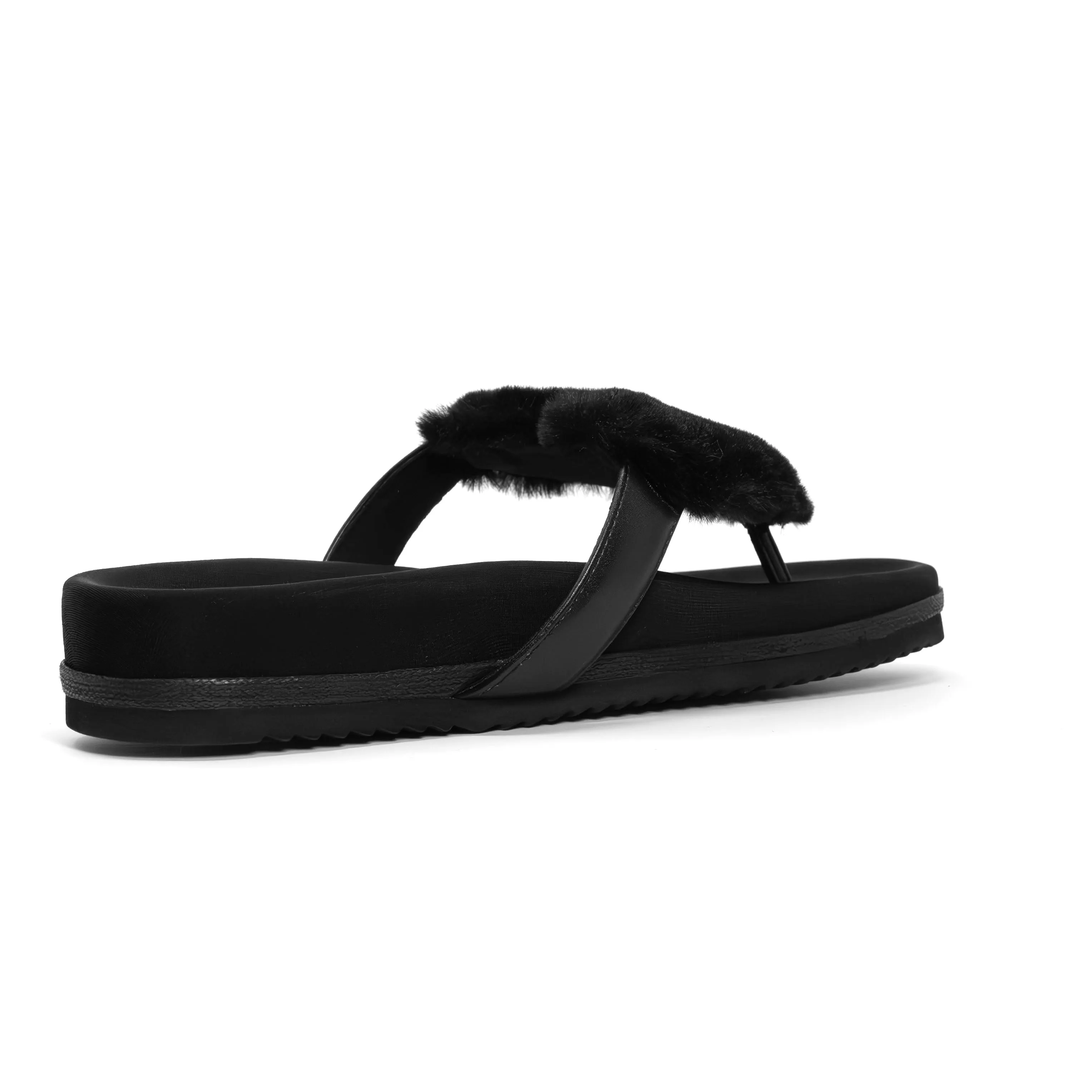 ROAM LOVE CLOUD SANDAL BLACK FAUX FUR