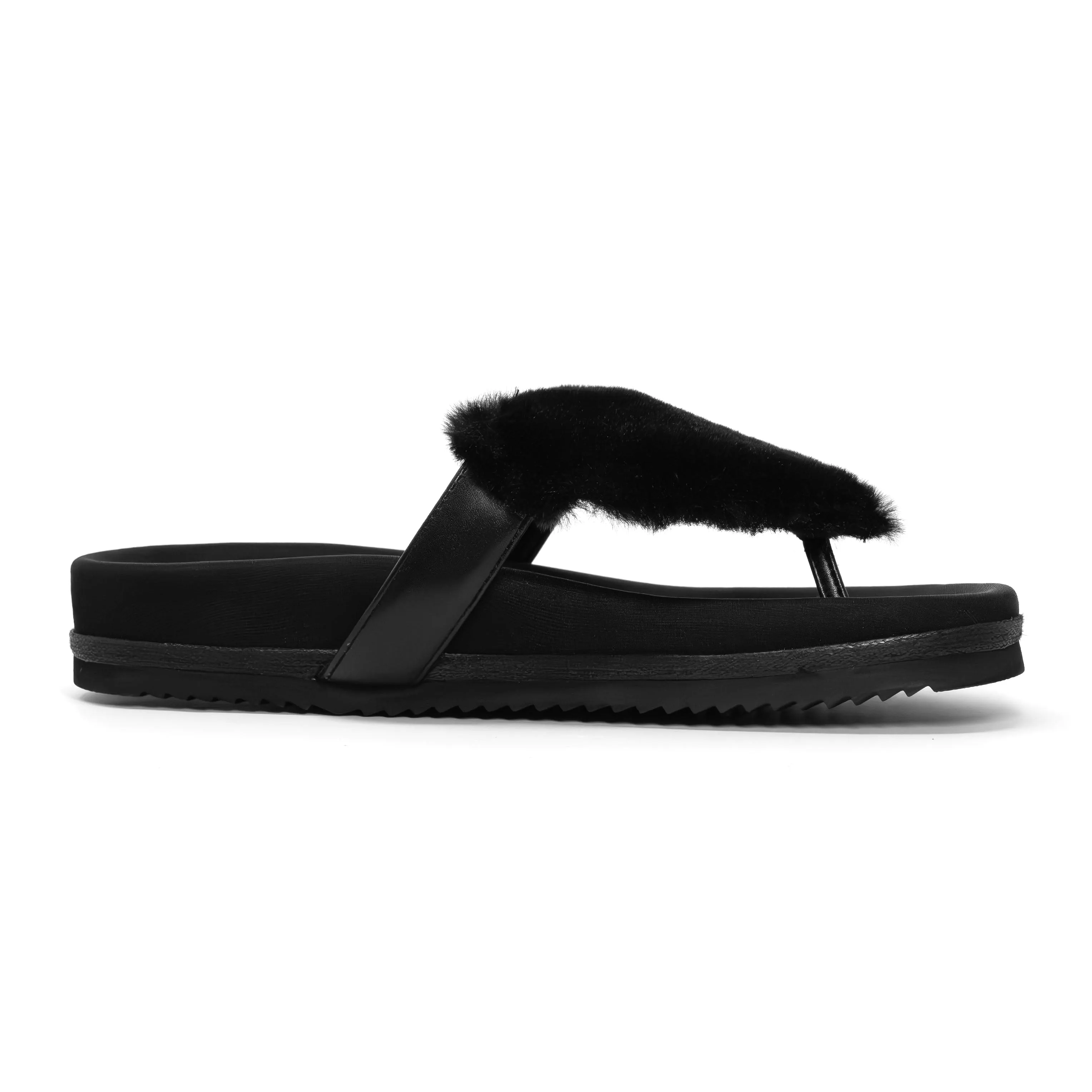 ROAM LOVE CLOUD SANDAL BLACK FAUX FUR