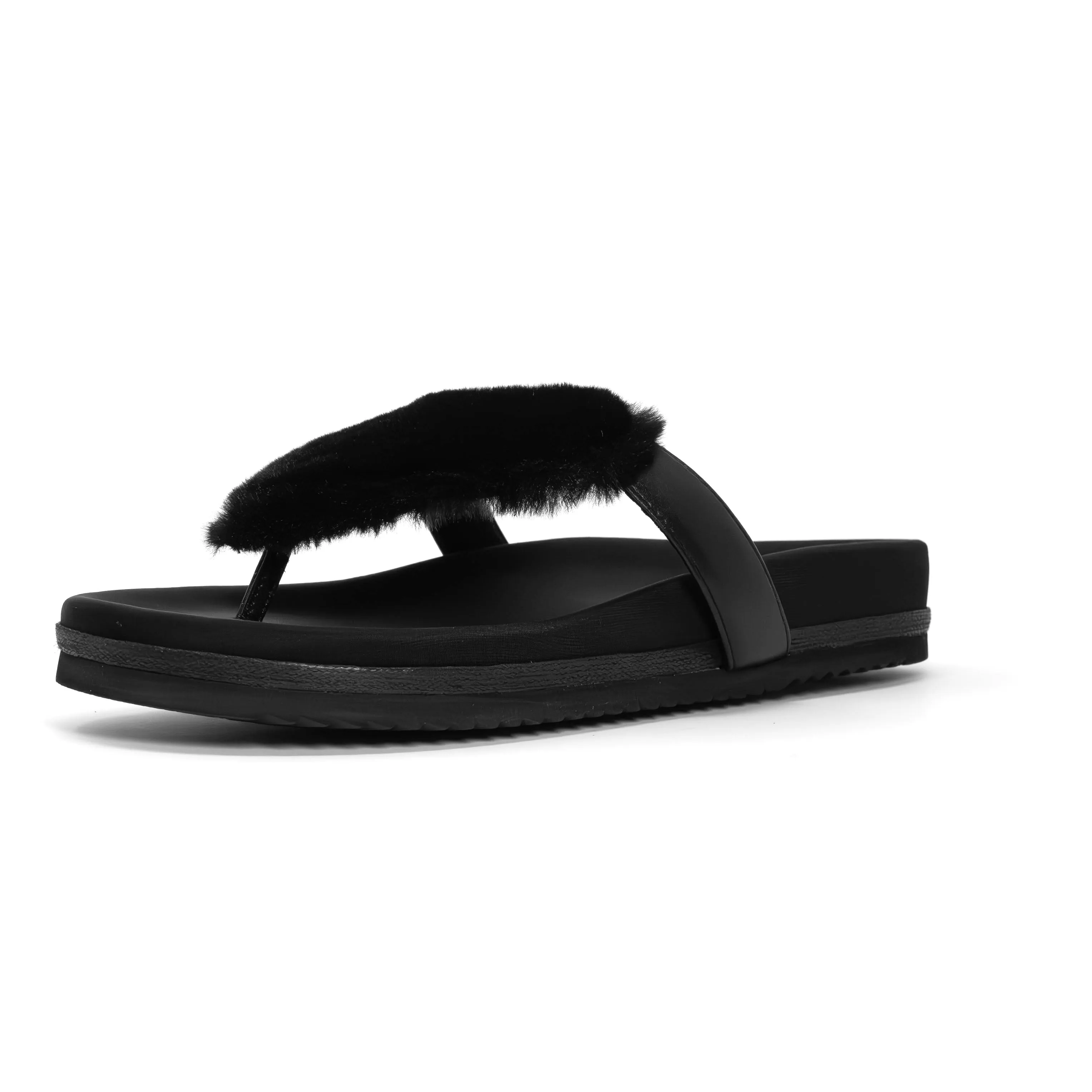 ROAM LOVE CLOUD SANDAL BLACK FAUX FUR