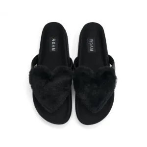 ROAM LOVE CLOUD SANDAL BLACK FAUX FUR