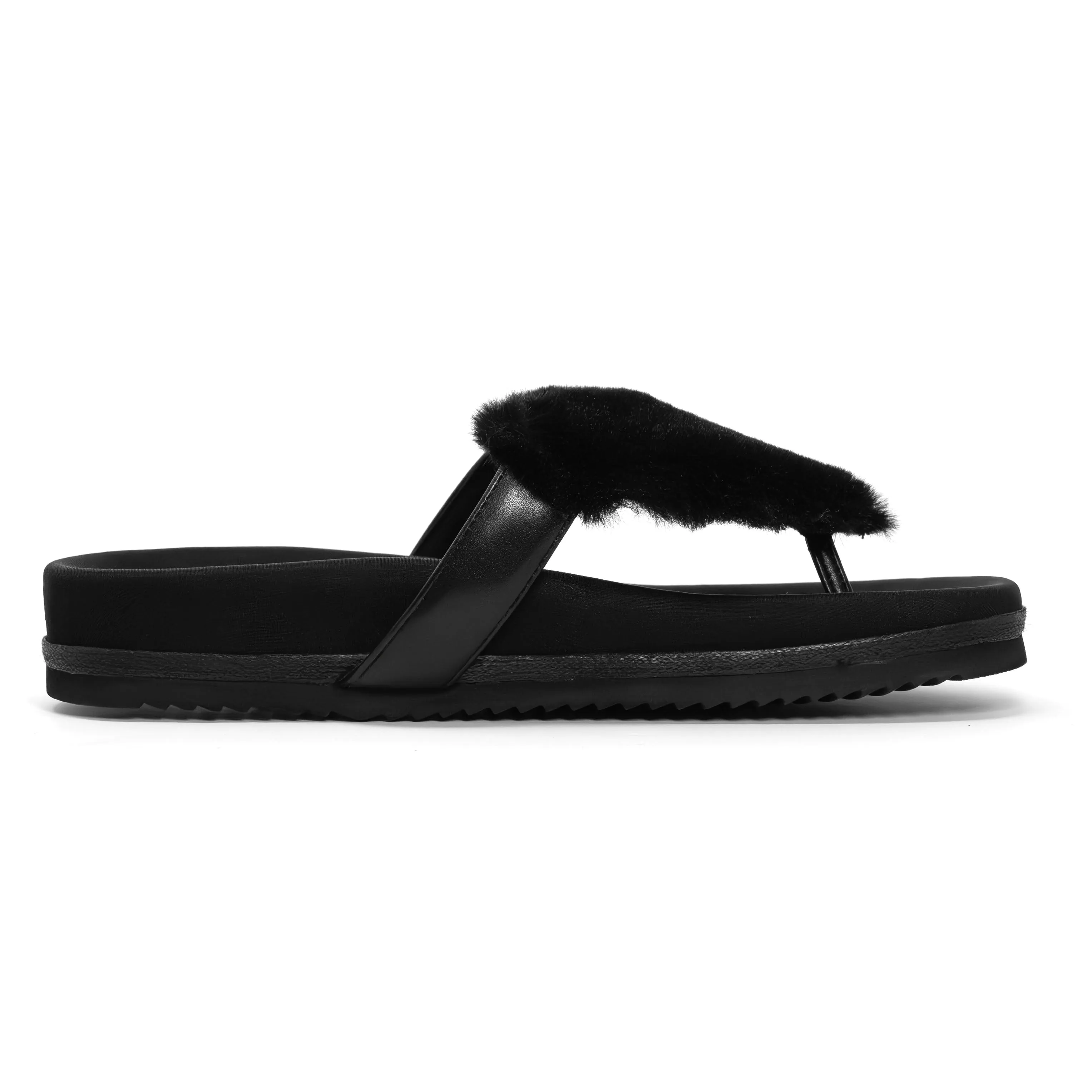 ROAM LOVE CLOUD SANDAL BLACK FAUX FUR