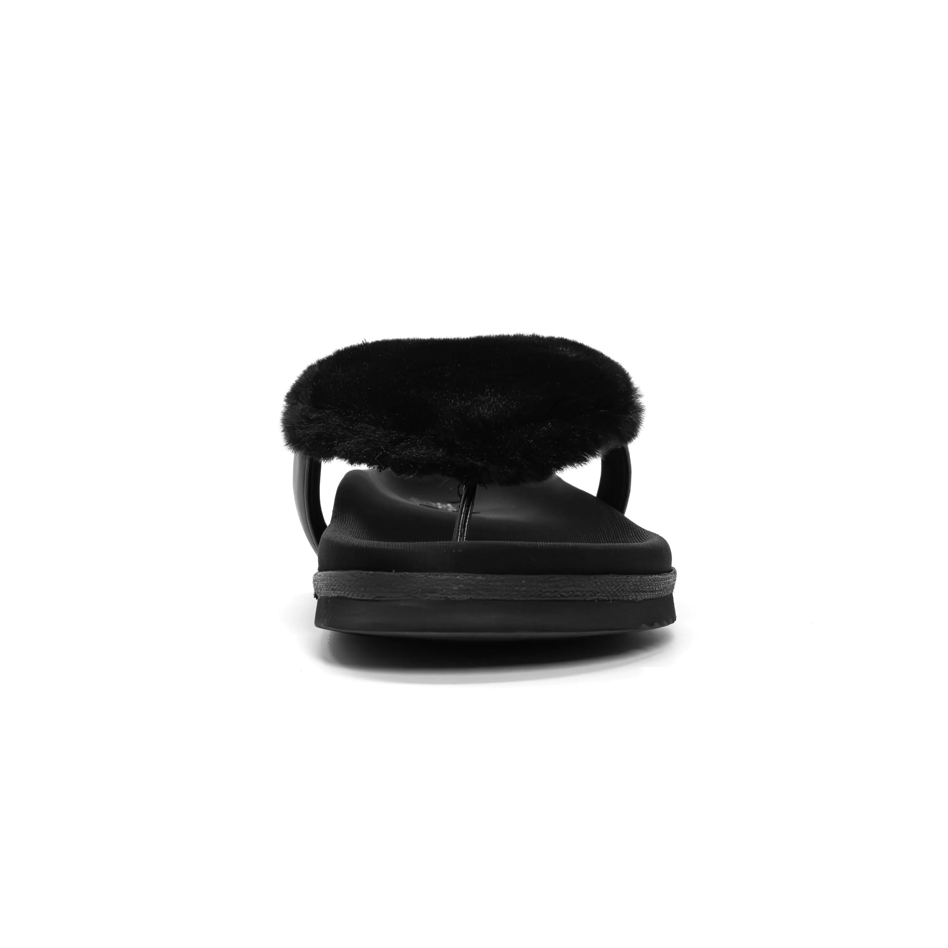 ROAM LOVE CLOUD SANDAL BLACK FAUX FUR