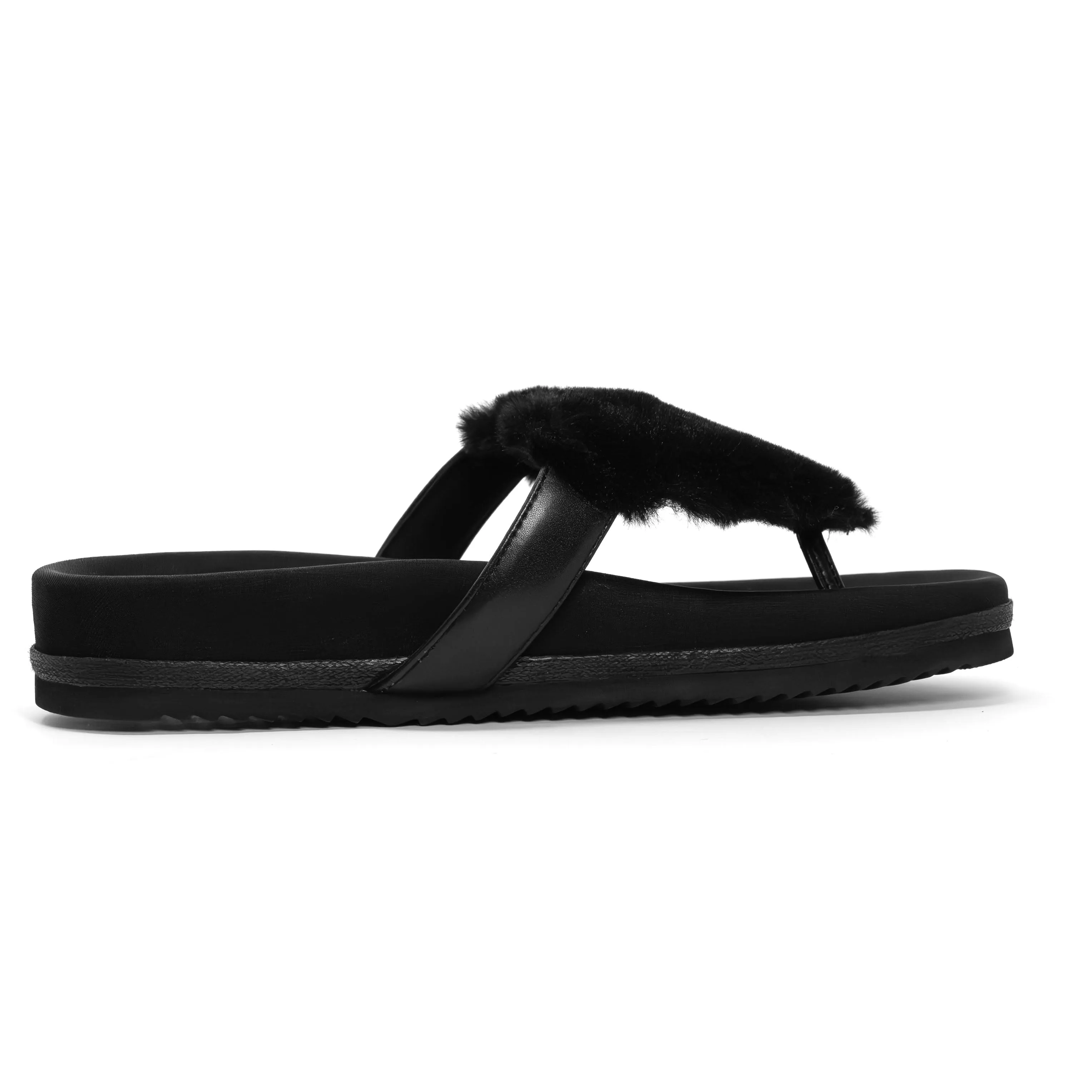 ROAM LOVE CLOUD SANDAL BLACK FAUX FUR