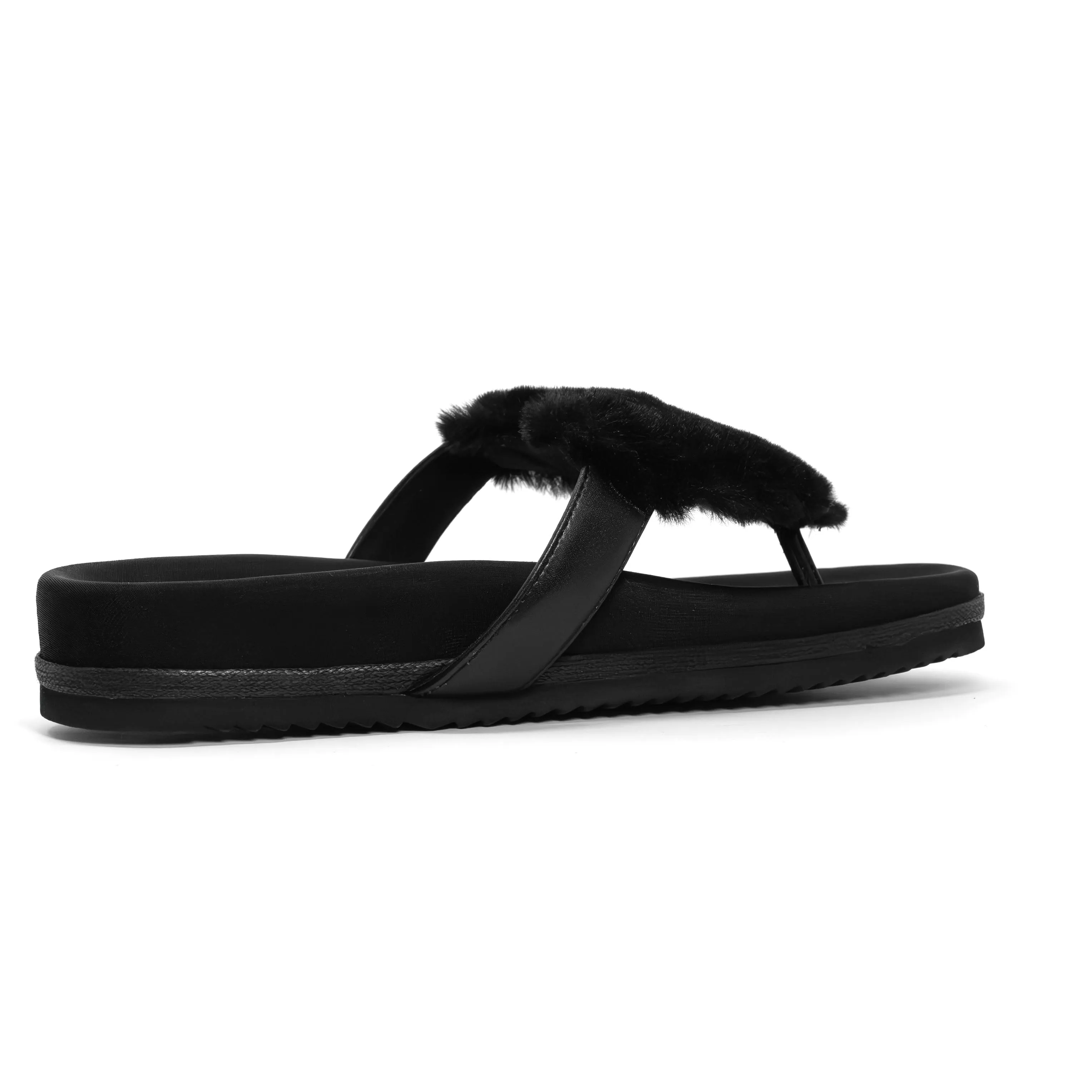 ROAM LOVE CLOUD SANDAL BLACK FAUX FUR
