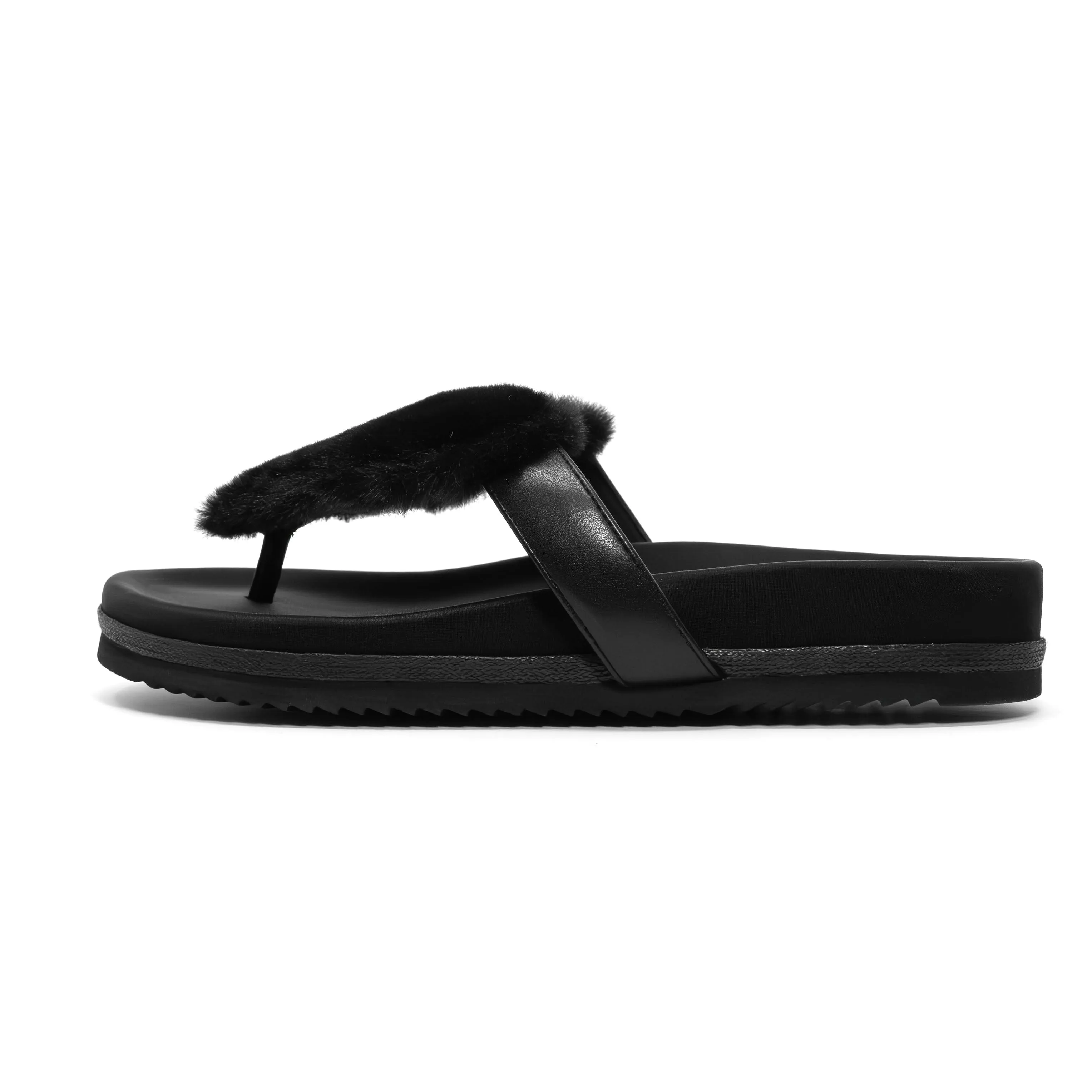 ROAM LOVE CLOUD SANDAL BLACK FAUX FUR