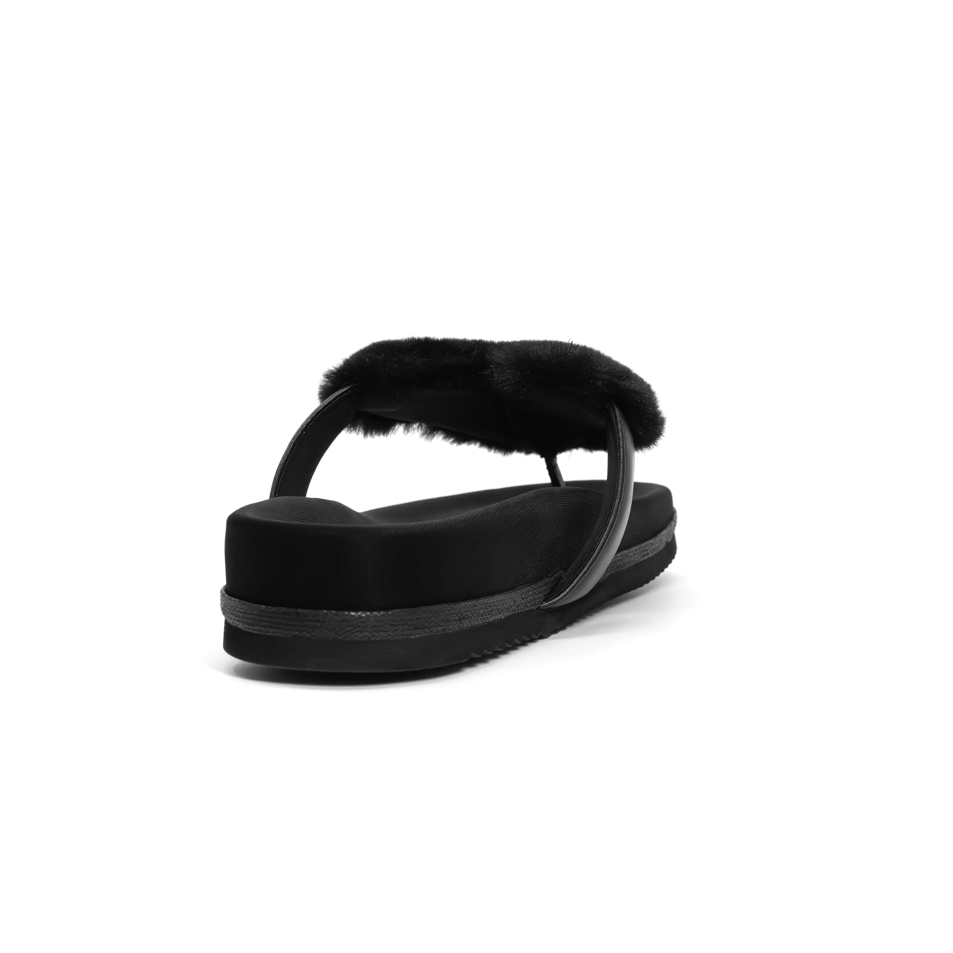 ROAM LOVE CLOUD SANDAL BLACK FAUX FUR