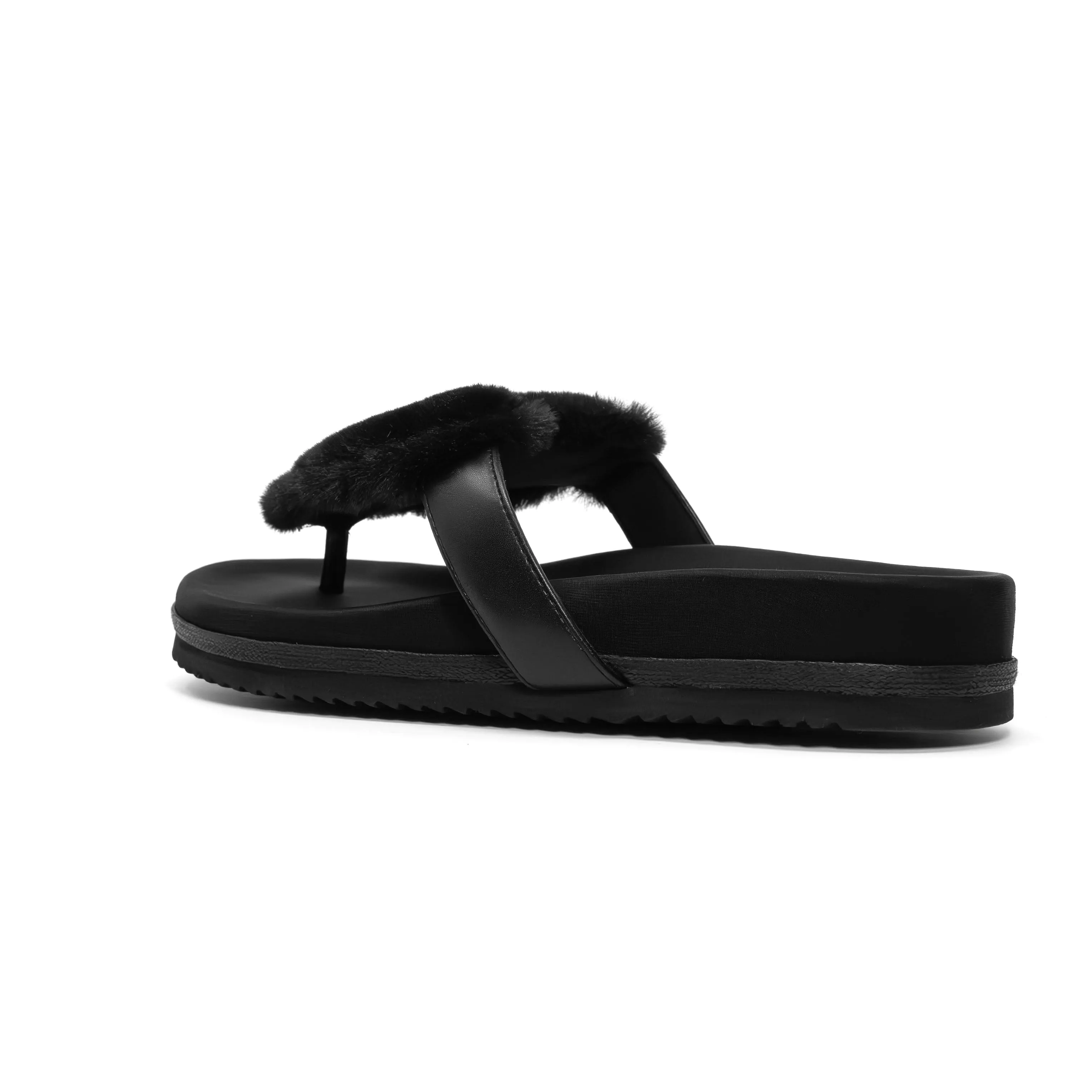 ROAM LOVE CLOUD SANDAL BLACK FAUX FUR