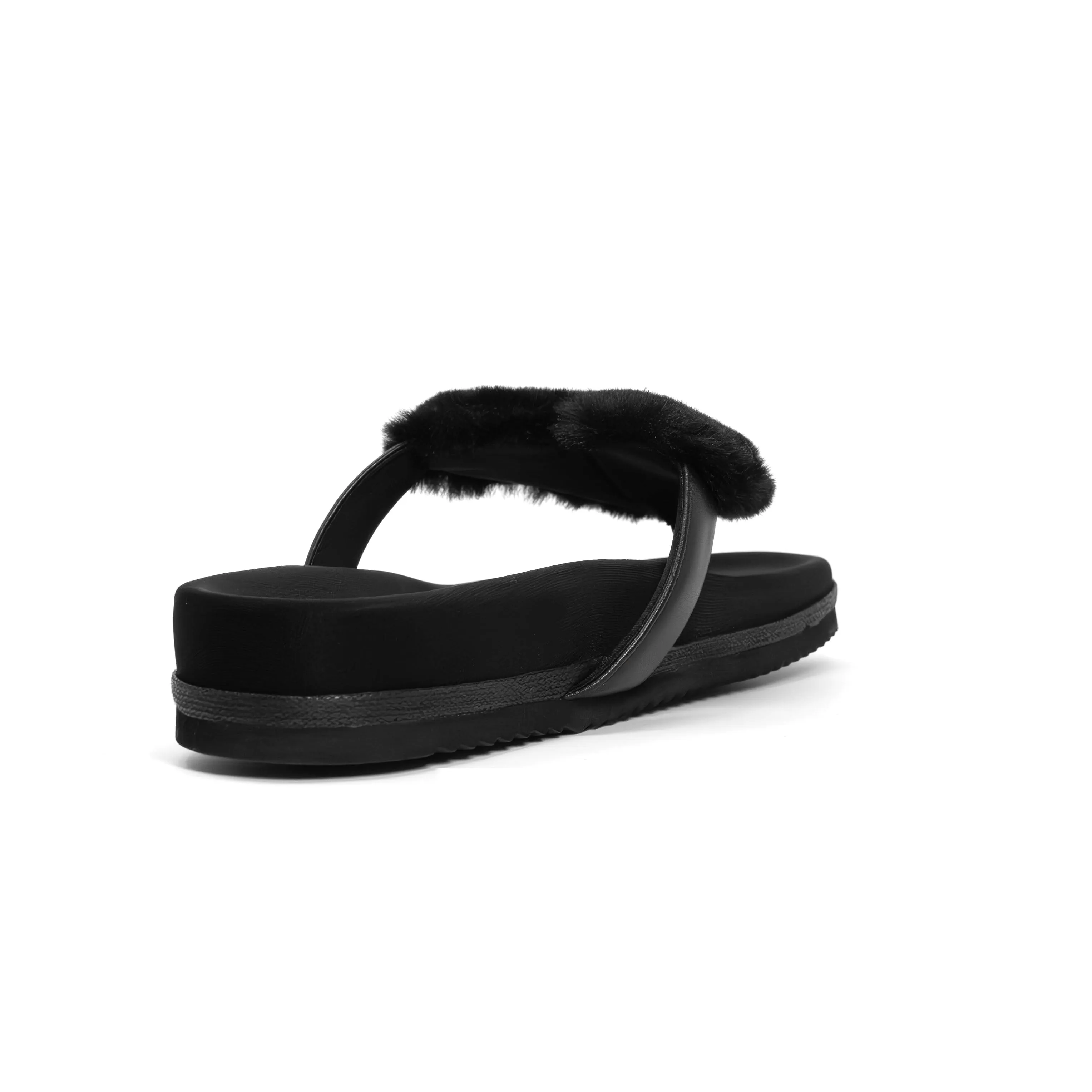 ROAM LOVE CLOUD SANDAL BLACK FAUX FUR