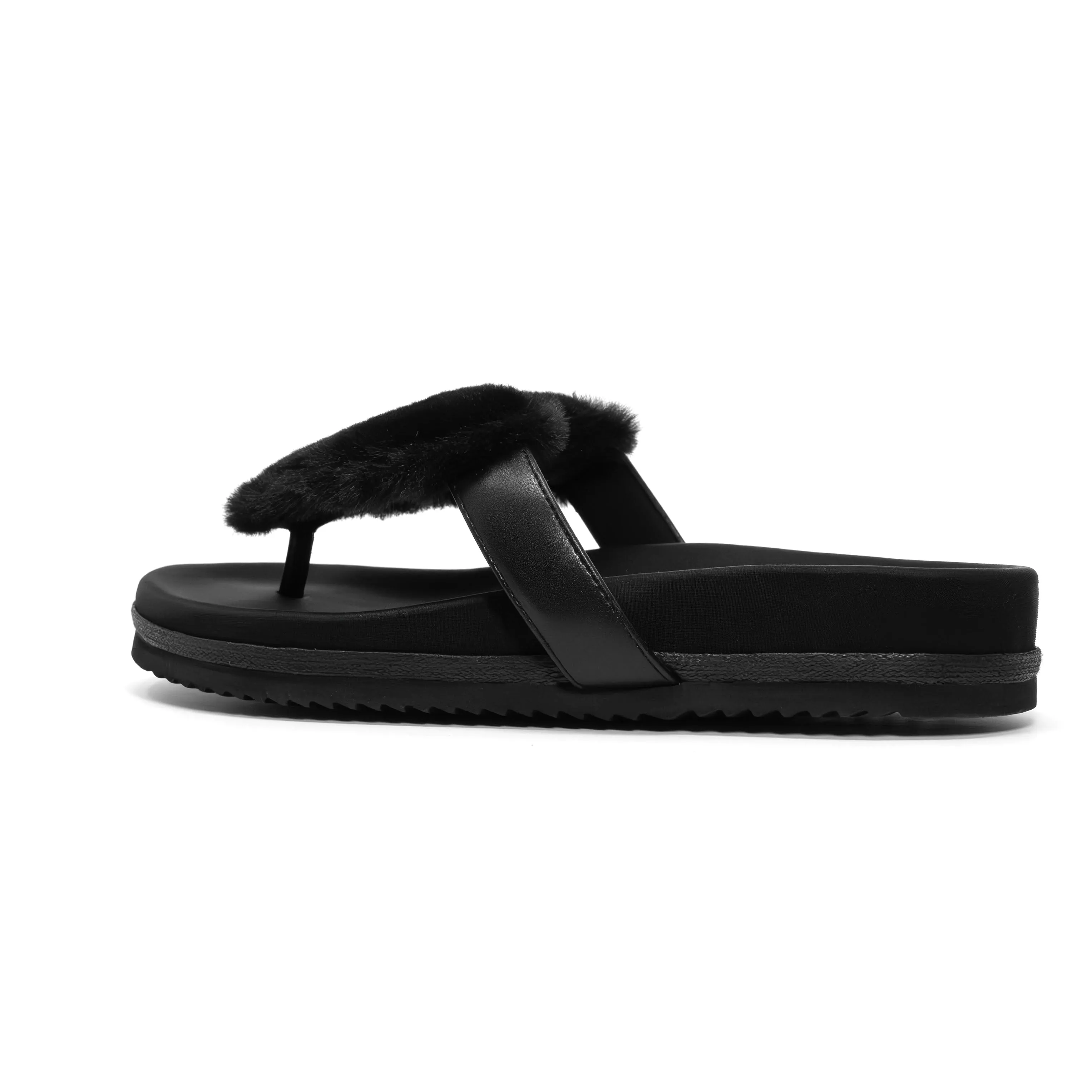 ROAM LOVE CLOUD SANDAL BLACK FAUX FUR