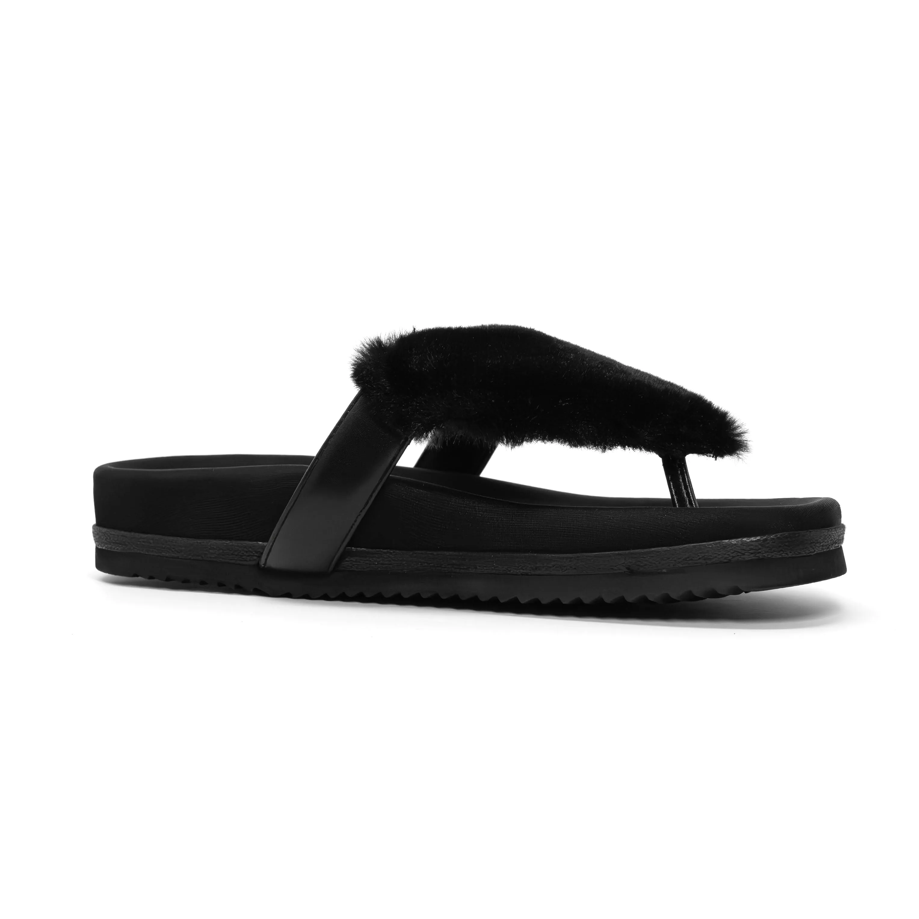 ROAM LOVE CLOUD SANDAL BLACK FAUX FUR