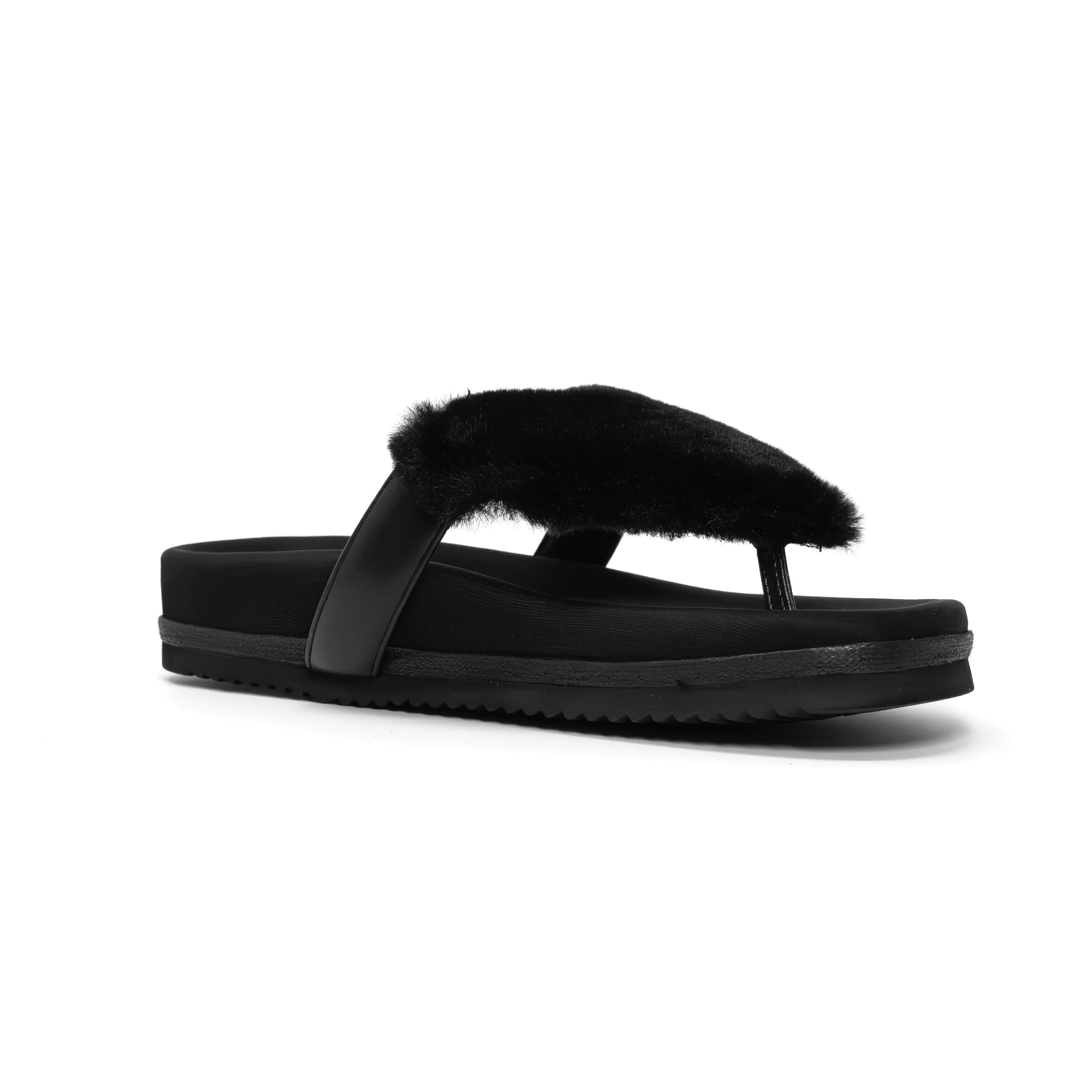 ROAM LOVE CLOUD SANDAL BLACK FAUX FUR
