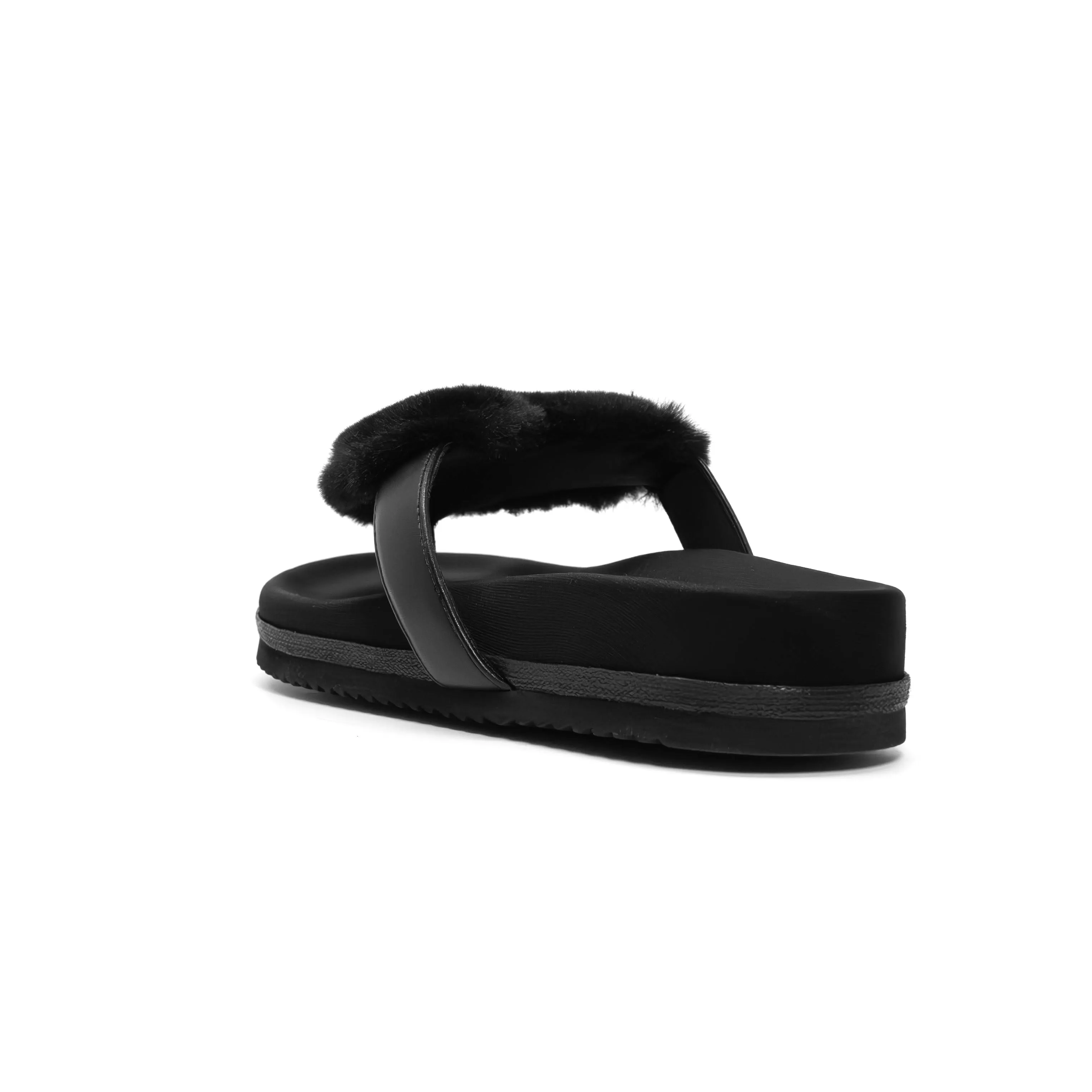 ROAM LOVE CLOUD SANDAL BLACK FAUX FUR