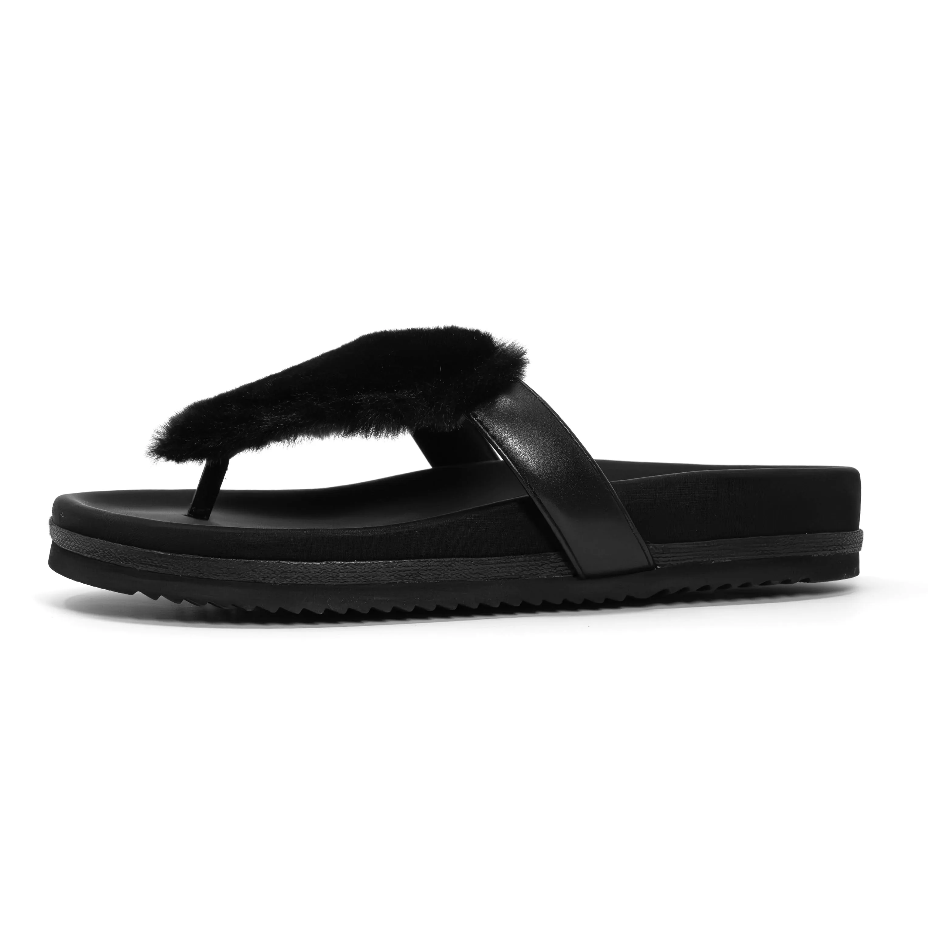 ROAM LOVE CLOUD SANDAL BLACK FAUX FUR